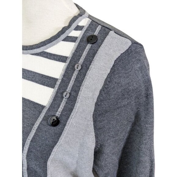 Alia Charcoal and Ivory Striped Crew Neck Sweater - Picture 5 of 8